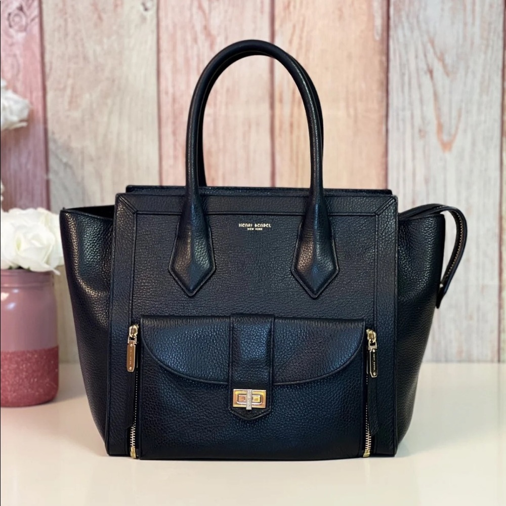 Henri Bendel Large Black & Gold Rivington Tote